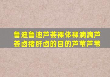 鲁迪鲁迪芦荟裸体裸滴滴芦荟卤猪肝卤的目的芦苇芦苇