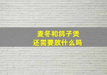 麦冬和鸽子煲还需要放什么吗