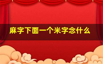 麻字下面一个米字念什么