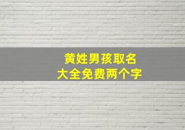 黄姓男孩取名大全免费两个字