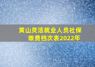 黄山灵活就业人员社保缴费档次表2022年