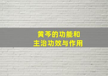 黄芩的功能和主治功效与作用