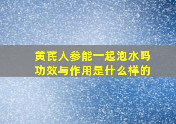 黄芪人参能一起泡水吗功效与作用是什么样的