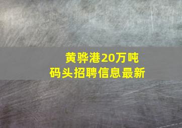 黄骅港20万吨码头招聘信息最新