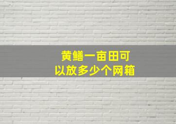 黄鳝一亩田可以放多少个网箱