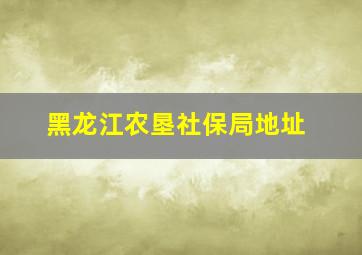 黑龙江农垦社保局地址