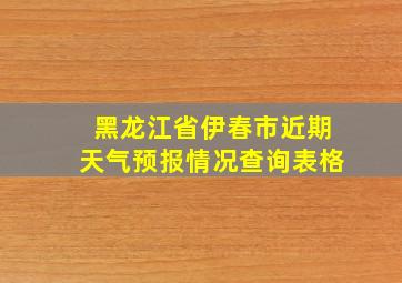 黑龙江省伊春市近期天气预报情况查询表格