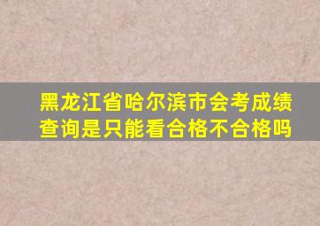 黑龙江省哈尔滨市会考成绩查询是只能看合格不合格吗