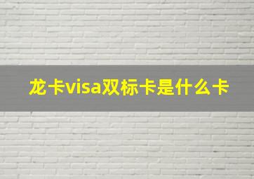 龙卡visa双标卡是什么卡