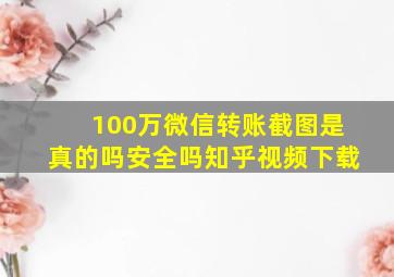 100万微信转账截图是真的吗安全吗知乎视频下载