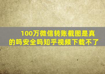 100万微信转账截图是真的吗安全吗知乎视频下载不了