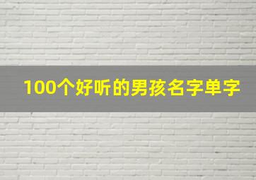 100个好听的男孩名字单字