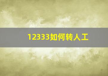 12333如何转人工