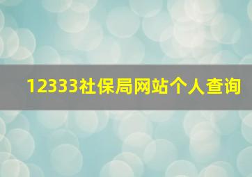 12333社保局网站个人查询