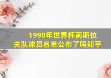 1990年世界杯南斯拉夫队球员名单公布了吗知乎