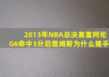 2013年NBA总决赛雷阿伦G6命中3分后詹姆斯为什么摊手