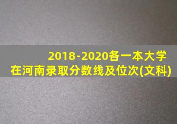 2018-2020各一本大学在河南录取分数线及位次(文科)