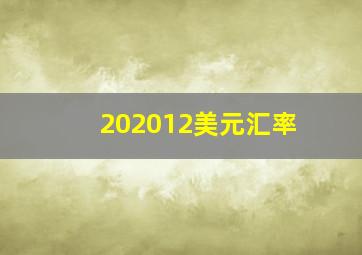 202012美元汇率