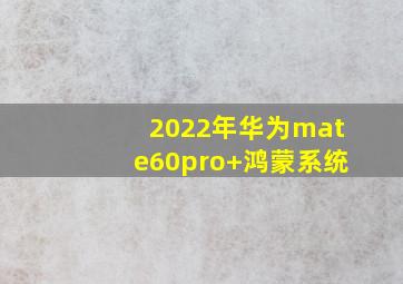 2022年华为mate60pro+鸿蒙系统