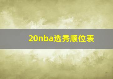 20nba选秀顺位表