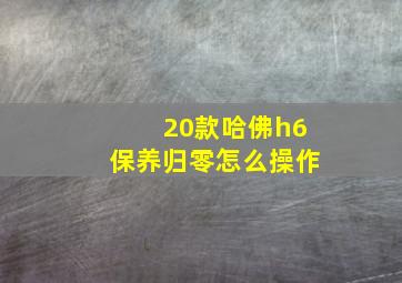 20款哈佛h6保养归零怎么操作