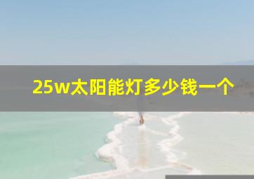 25w太阳能灯多少钱一个