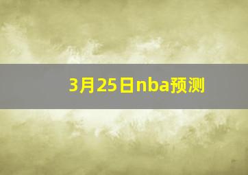 3月25日nba预测