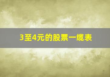 3至4元的股票一缆表