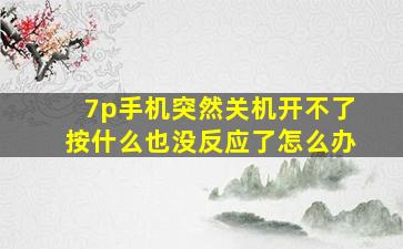 7p手机突然关机开不了按什么也没反应了怎么办