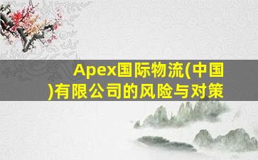 Apex国际物流(中国)有限公司的风险与对策