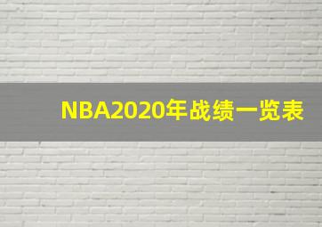 NBA2020年战绩一览表