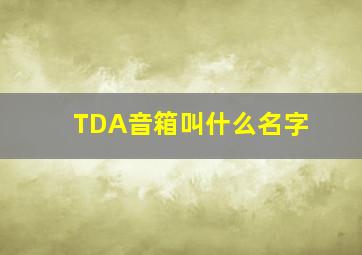 TDA音箱叫什么名字