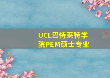 UCL巴特莱特学院PEM硕士专业