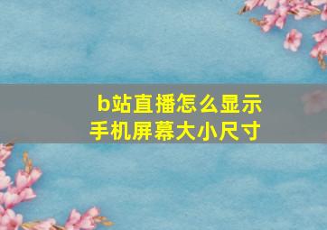 b站直播怎么显示手机屏幕大小尺寸