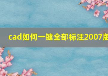 cad如何一键全部标注2007版