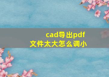 cad导出pdf文件太大怎么调小