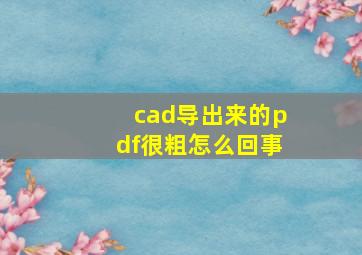 cad导出来的pdf很粗怎么回事