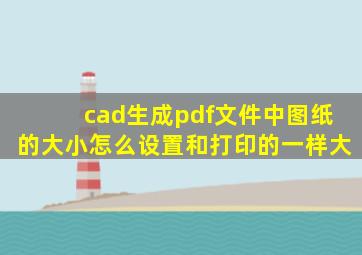 cad生成pdf文件中图纸的大小怎么设置和打印的一样大