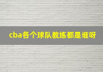 cba各个球队教练都是谁呀