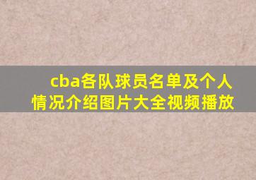 cba各队球员名单及个人情况介绍图片大全视频播放