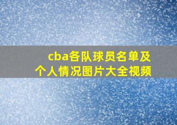 cba各队球员名单及个人情况图片大全视频