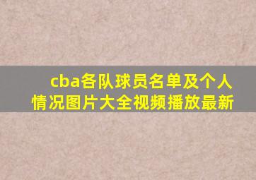 cba各队球员名单及个人情况图片大全视频播放最新