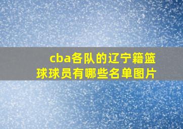 cba各队的辽宁籍篮球球员有哪些名单图片