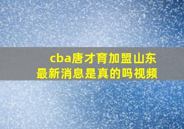 cba唐才育加盟山东最新消息是真的吗视频