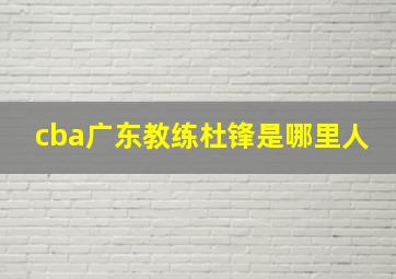 cba广东教练杜锋是哪里人