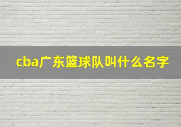 cba广东篮球队叫什么名字