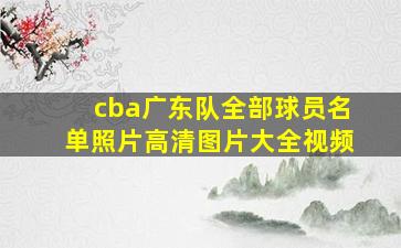 cba广东队全部球员名单照片高清图片大全视频