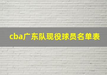 cba广东队现役球员名单表