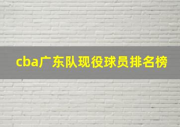 cba广东队现役球员排名榜