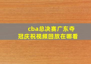 cba总决赛广东夺冠庆祝视频回放在哪看